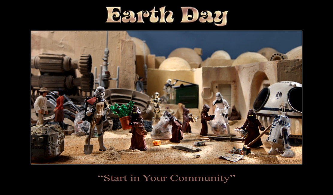 star-wars-earth-day Diorama di Stephen Hayford dedicato al Giorno della Terra.